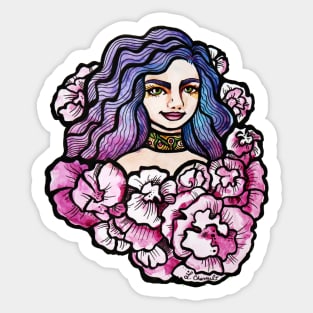 Pink Flower Goddess Sticker